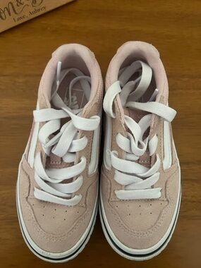 Vans girls Pink Suede Low-Top Sneakers with White Accents